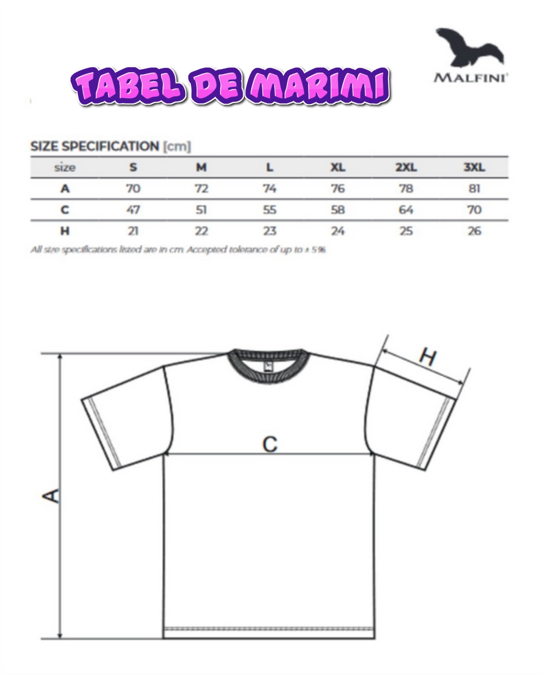 tabel marimi tricou albastru regal pentru barbat